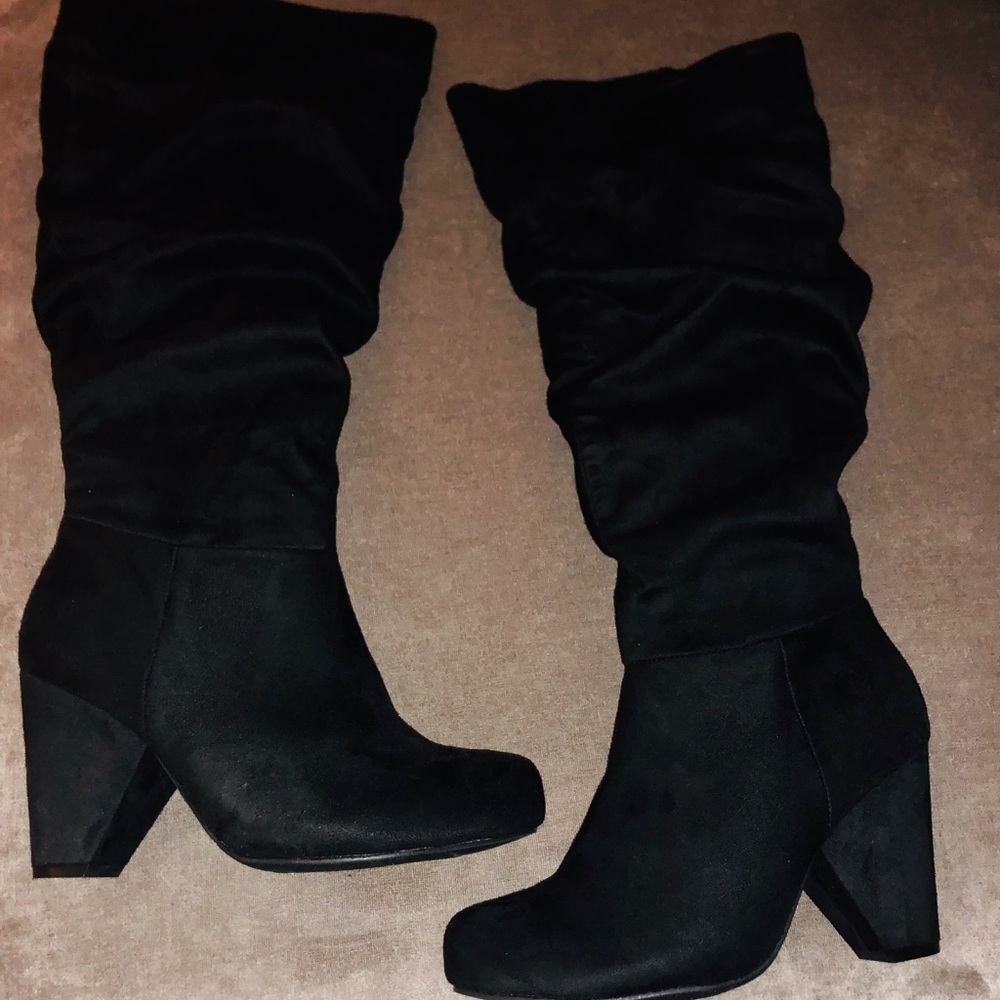 knee high, faux suede boots, never worn!